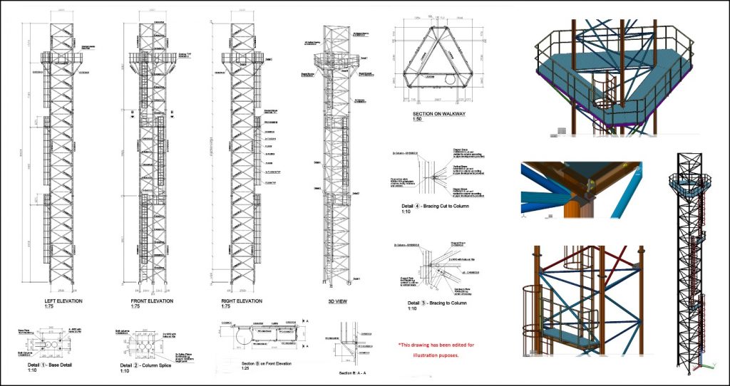 Steel structure support tower