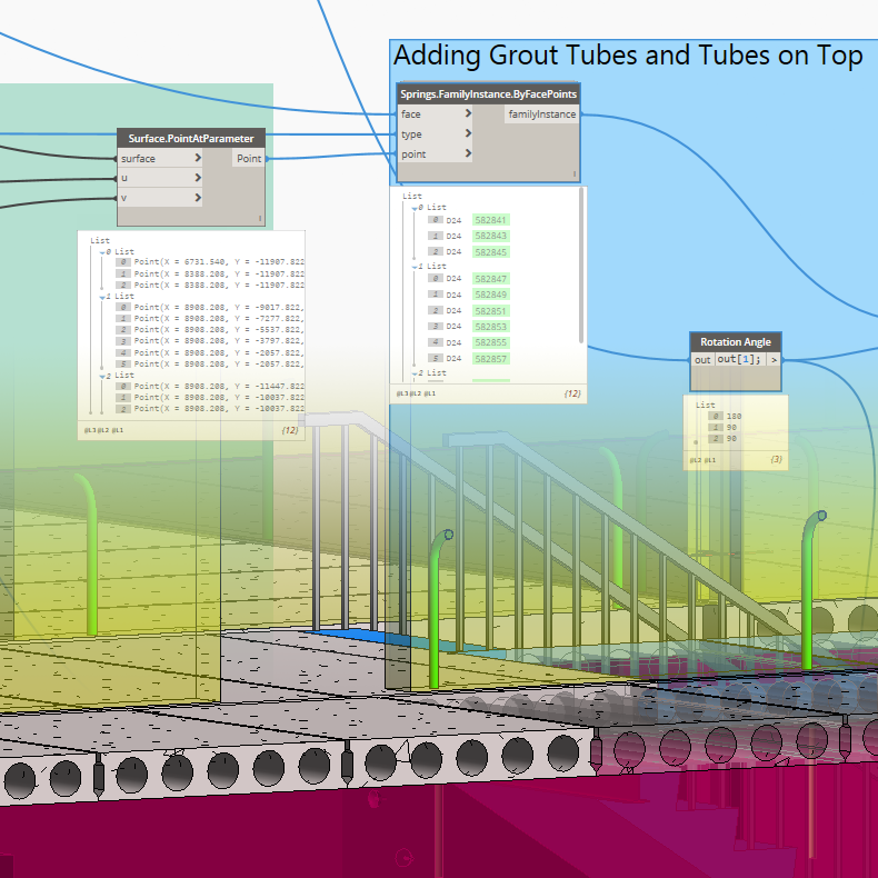 Adding Grout Tubes to Precast Walls using Dynamo BIM and Beam