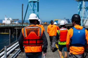 Ebb Carbon employees at a site visit.