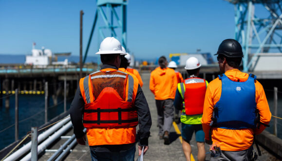 Ebb Carbon employees at a site visit.