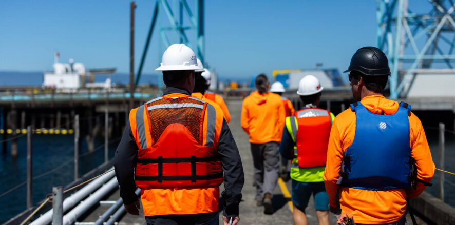 Ebb Carbon employees at a site visit.