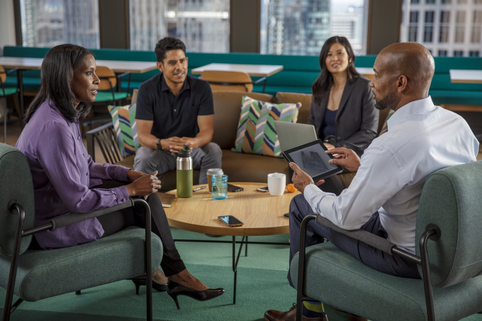 Group of employees working in an office