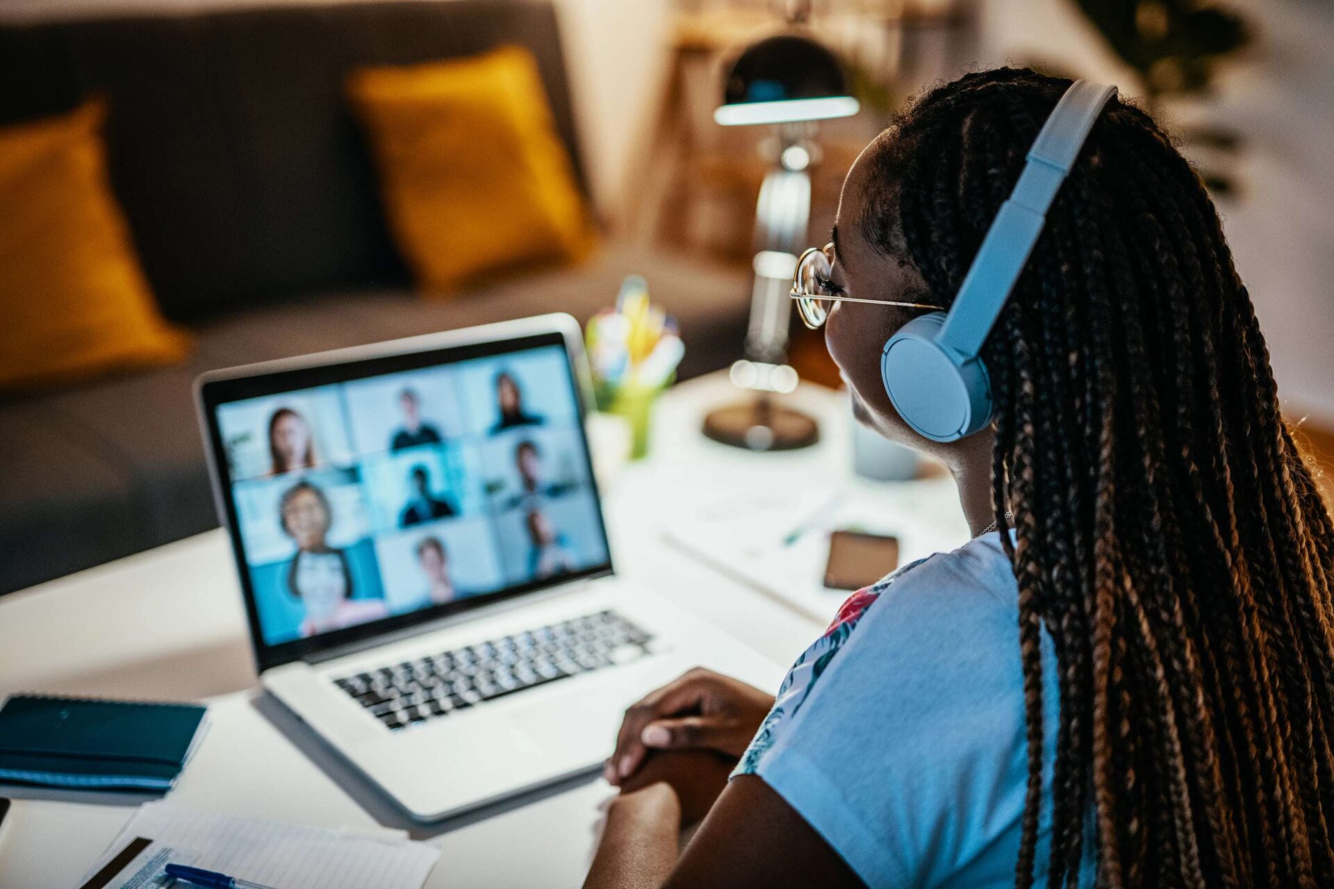 Person remote working on laptop