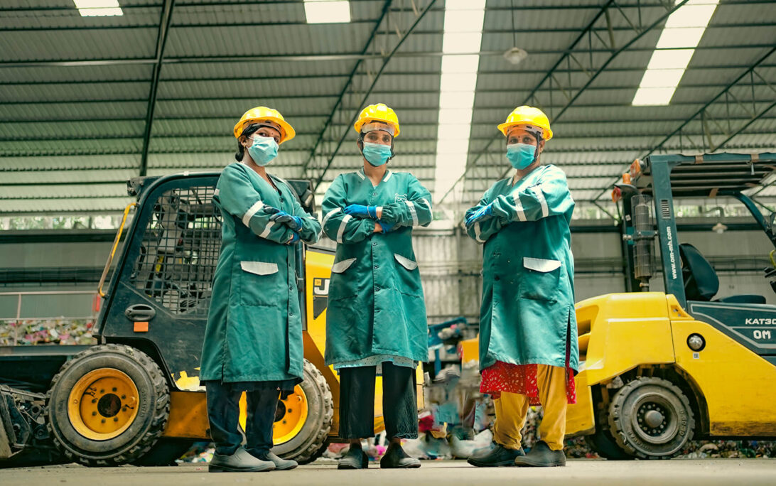 Inside the facility of Green Worms, Kerala, Plastic Waste Management Facility