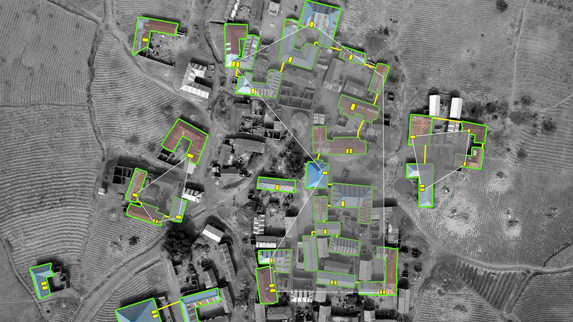 Okra solar's mesh grid system, arial view