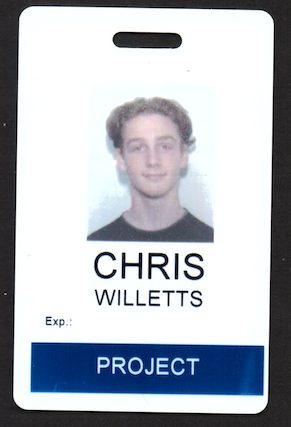 A scan of Chris Willetts' Autodesk badge from his internship in 1998