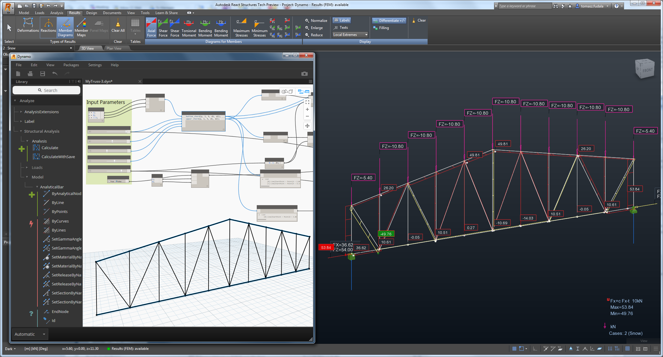 Example Of A Parametric Truss Using Structural Analysis For Dynamo Package Bim And Beam
