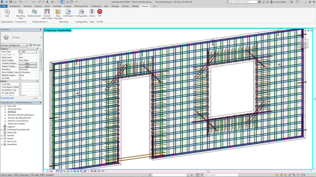 Autodesk Structural Precast for Revit, precast solid wall assembly