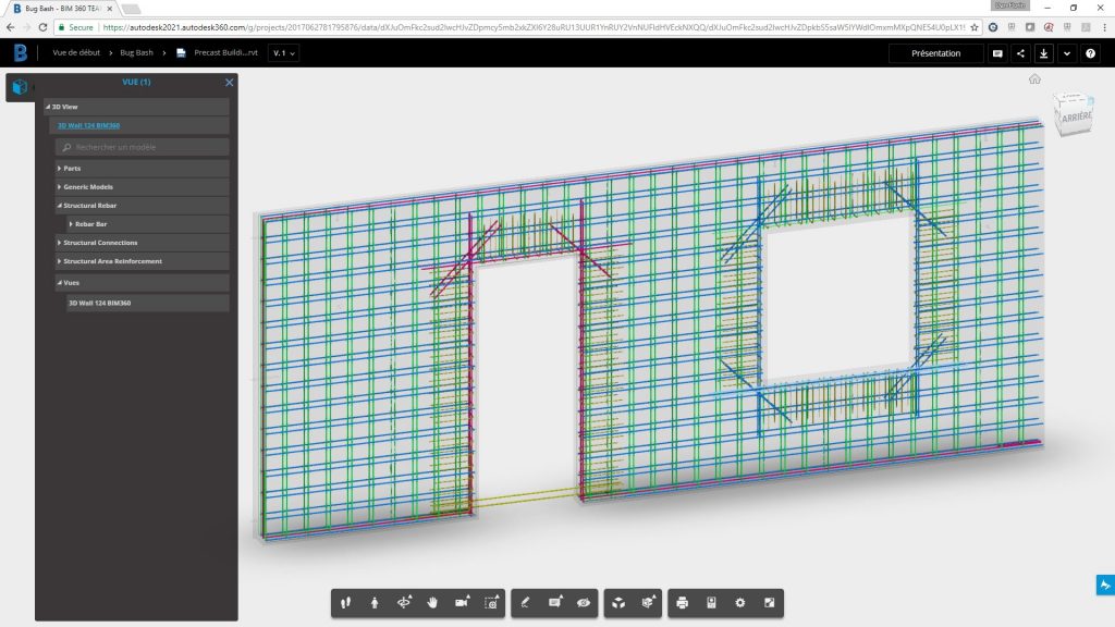 Autodesk Structural Precast Extension for Revit, view in BIM 360 Team.