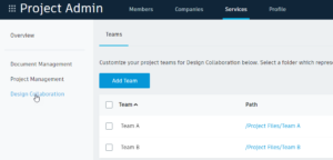 Define team using Project Admin