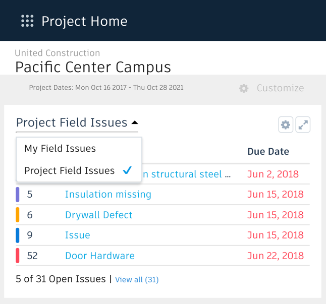 BIM 360 Project Home Update - June 29, 2018 - BIM 360 Release Notes