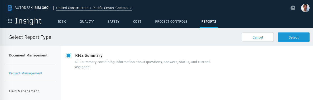 BIM 360 Reports: Create and schedule RFI Summary report - BIM 360 ...