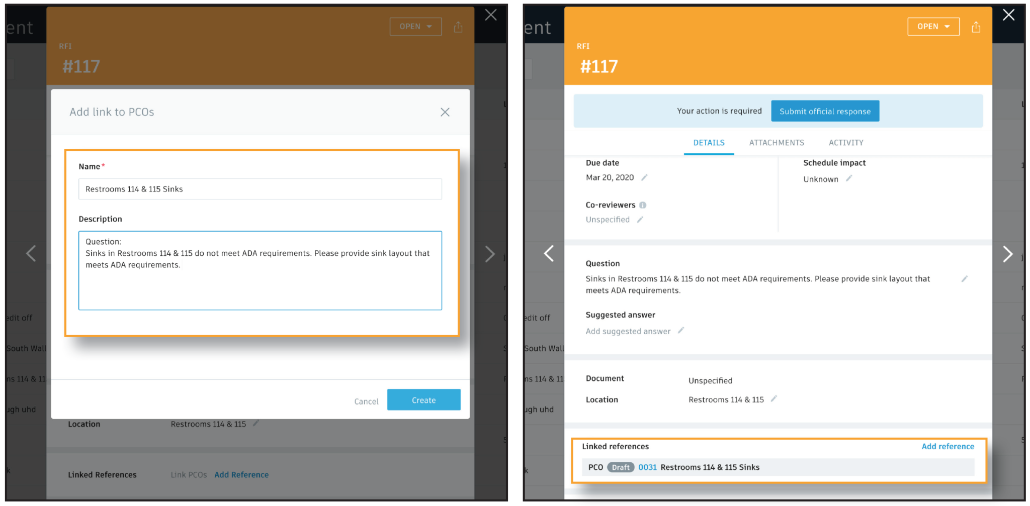 Connecting Workflows RFI to Potential Change Order BIM 360 Release Notes