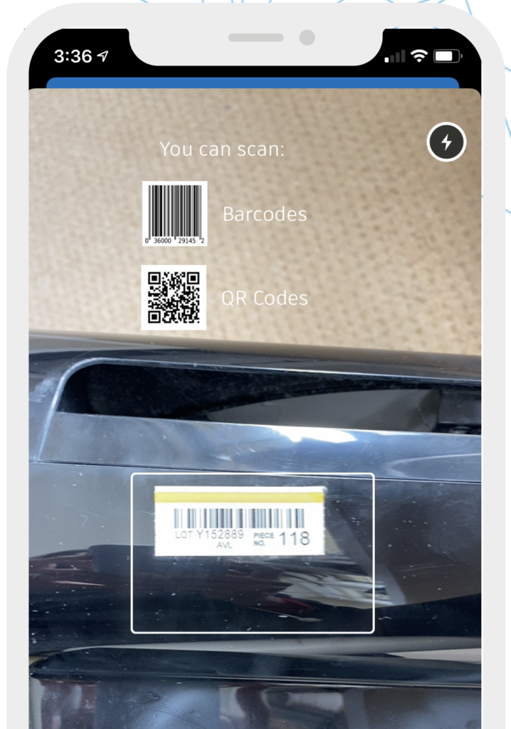Locate assets using barcode or QR codes