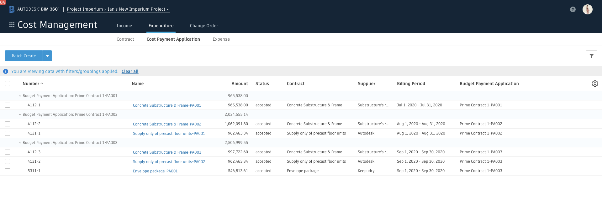 BIM 360 Cost Management Updates - September 2020 - BIM 360 Release Notes