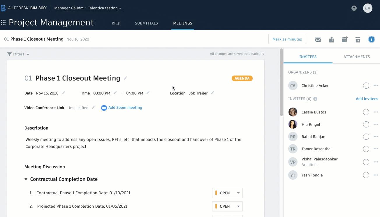 Meetings Release Send Email Notification Bim 360 Release Notes