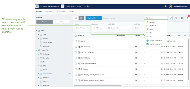 BIM 360 Docs view and rerun searches