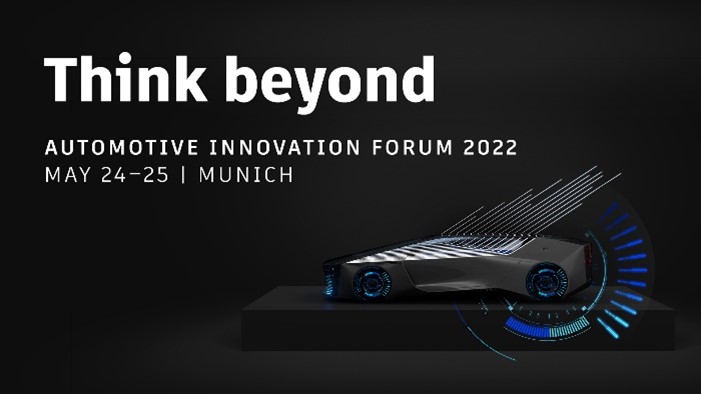 Automotive Innovation Forum 2022 marketing graphics titled "Think Beyond"