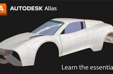 Wireframe of a car on black background. Text reads: Autodesk Alias. Learn the essentials.