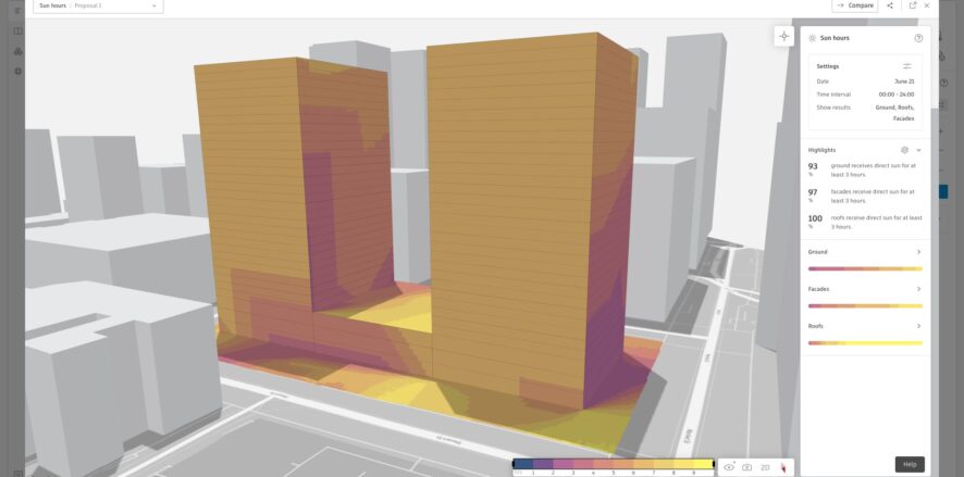 Forma Site Design sun hours analysis