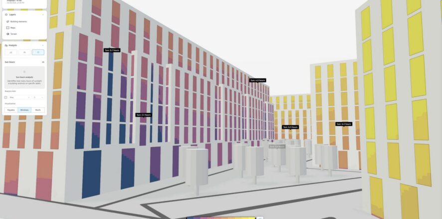 Sun hours analysis in Forma Building Design