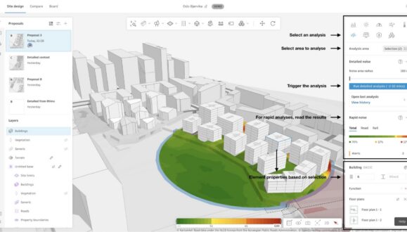 Forma Site Design tools: analysis panel