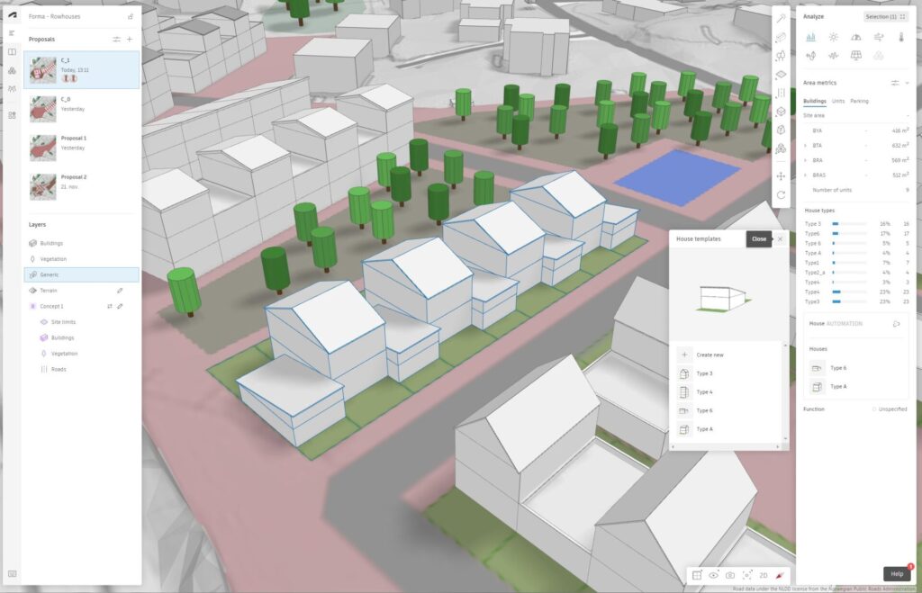 Autodesk Forma - House tool for low density housing