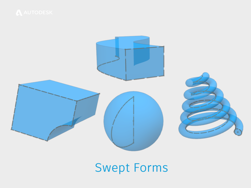 Examples of swept forms in Autodesk Inventor