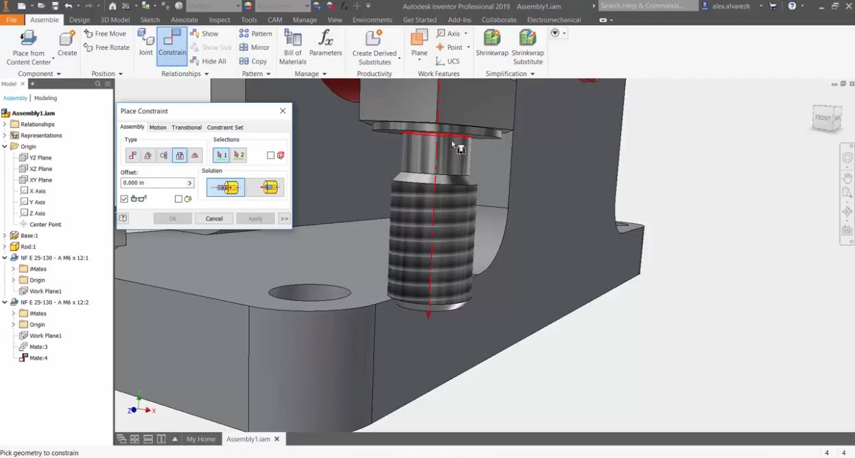 autodesk inventor 2017 constraints list