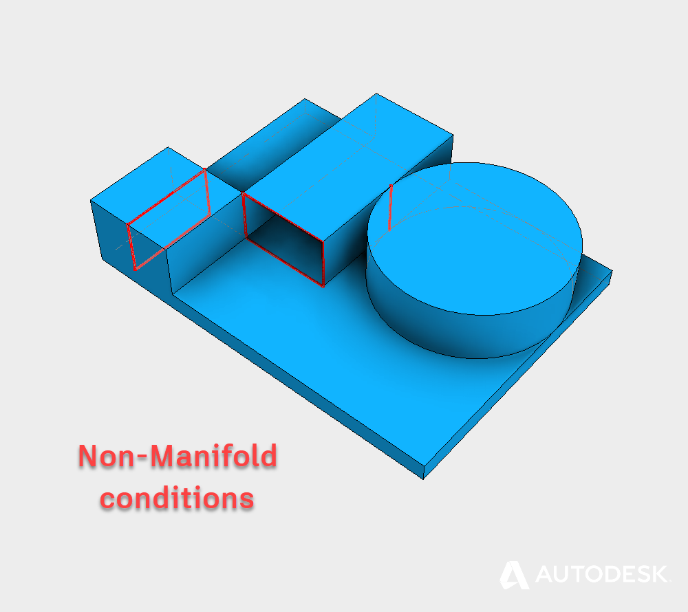 Examples of non-manifold geometry in an Autodesk Inventor Model