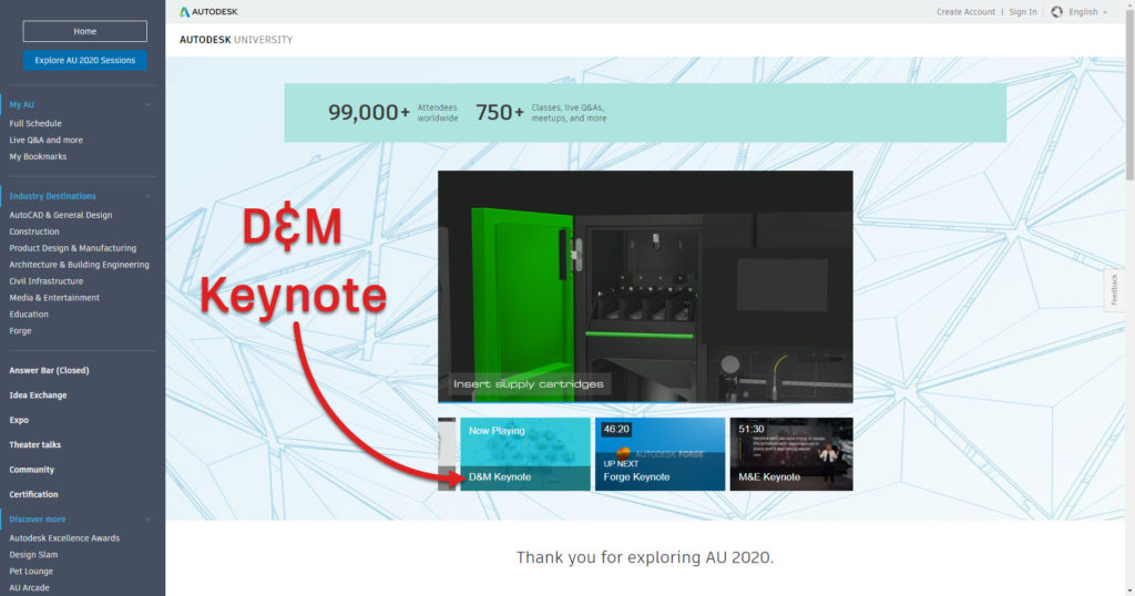 Autodesk university 2020 D&M keynote