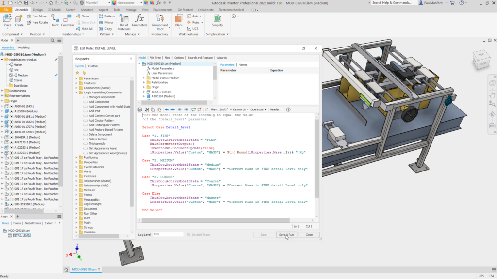 Autodesk Inventor What's New 2022: Model states iLogic and API support