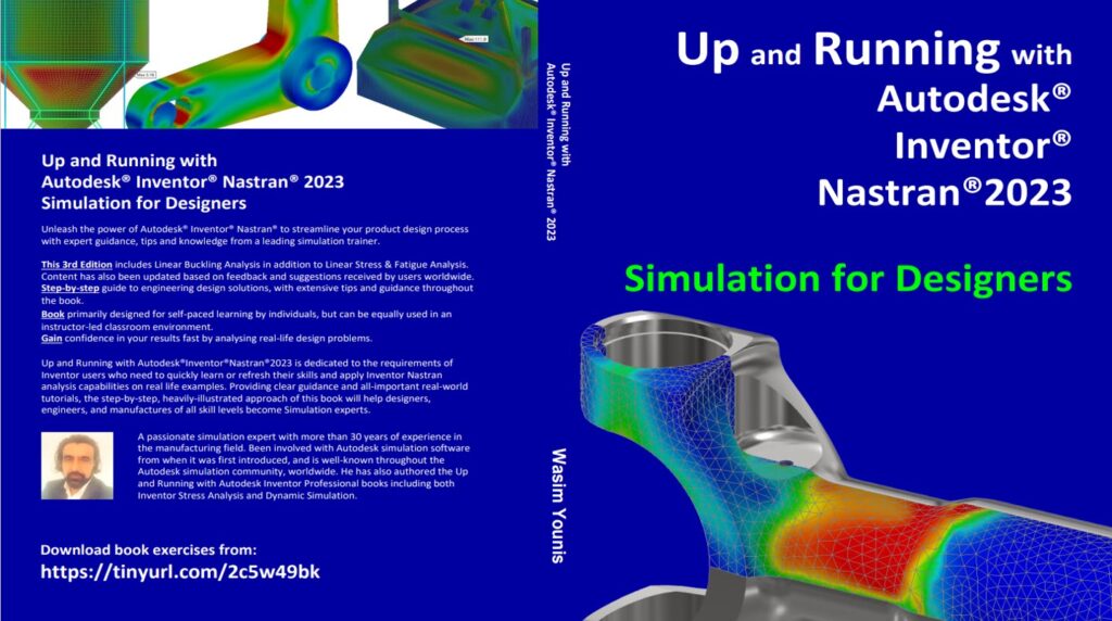 Book cover. Wasim Younis 'Up and Running with Inventor Nastran'