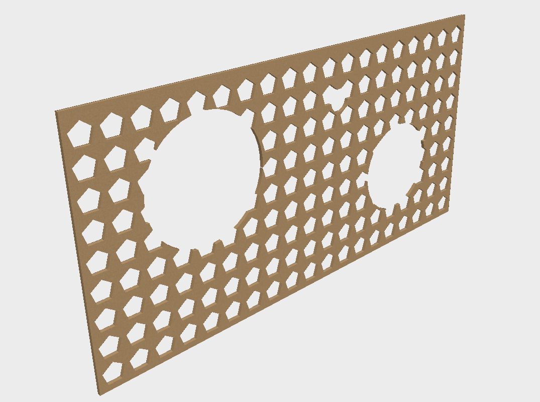 A patterned panel modeled in Autodesk Inventor.