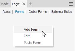 The Autodesk Inventor user interface. Adding an iLogic form.