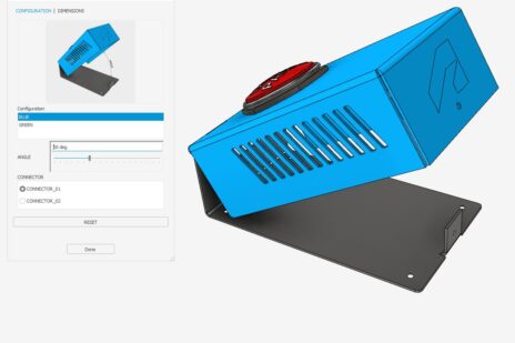 Screen shot of a configurable 3D CAD model in Autodesk Inventor