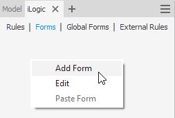 Autodesk Inventor, how to add an iLogic form