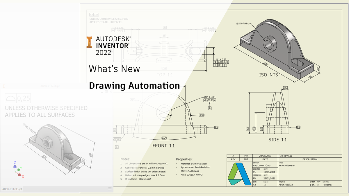 Autodesk Inventor What's New 2022 Drawing Automation Inventor