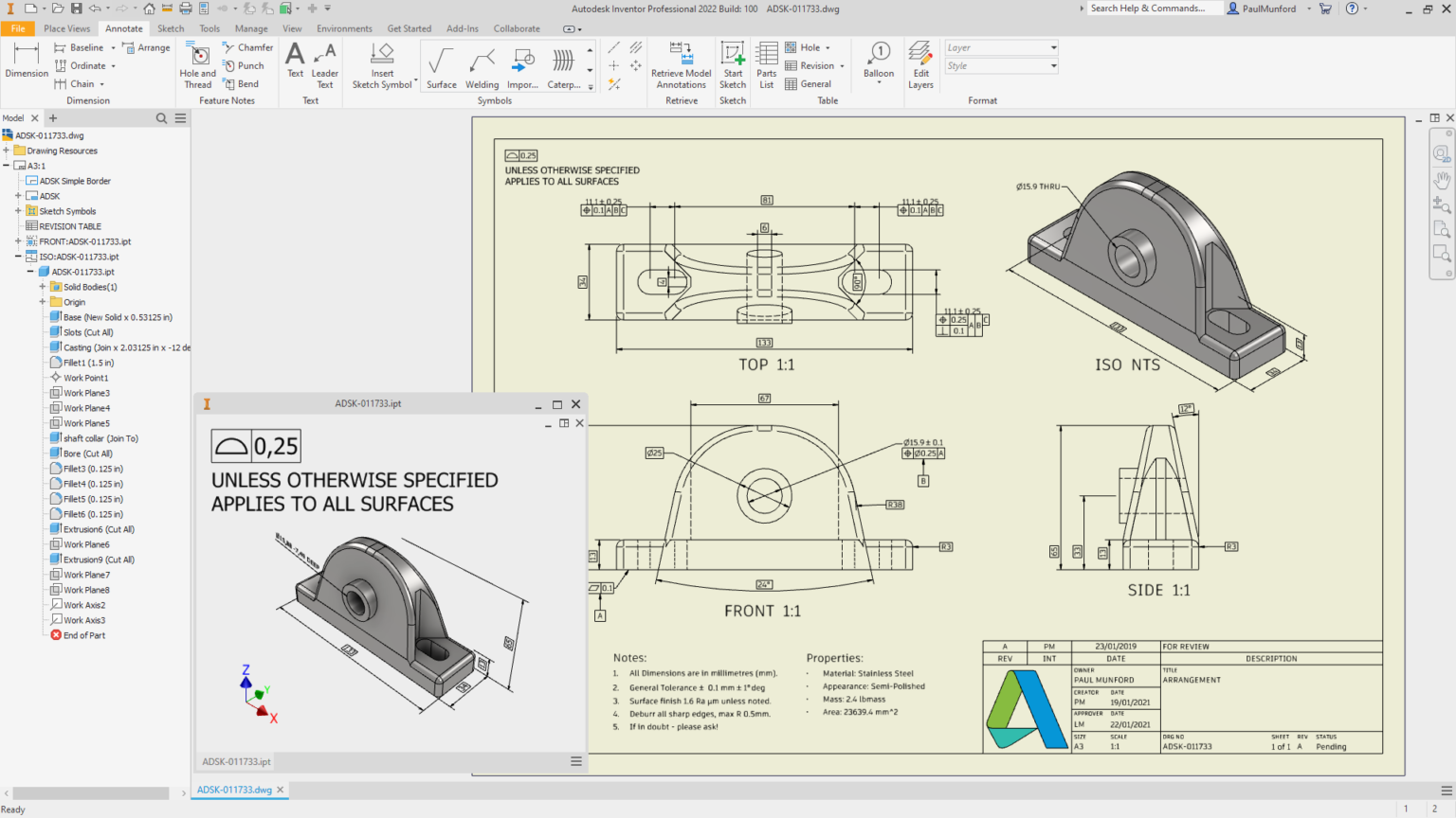 turning a sketch into a drawing in autodesk inventor 2015