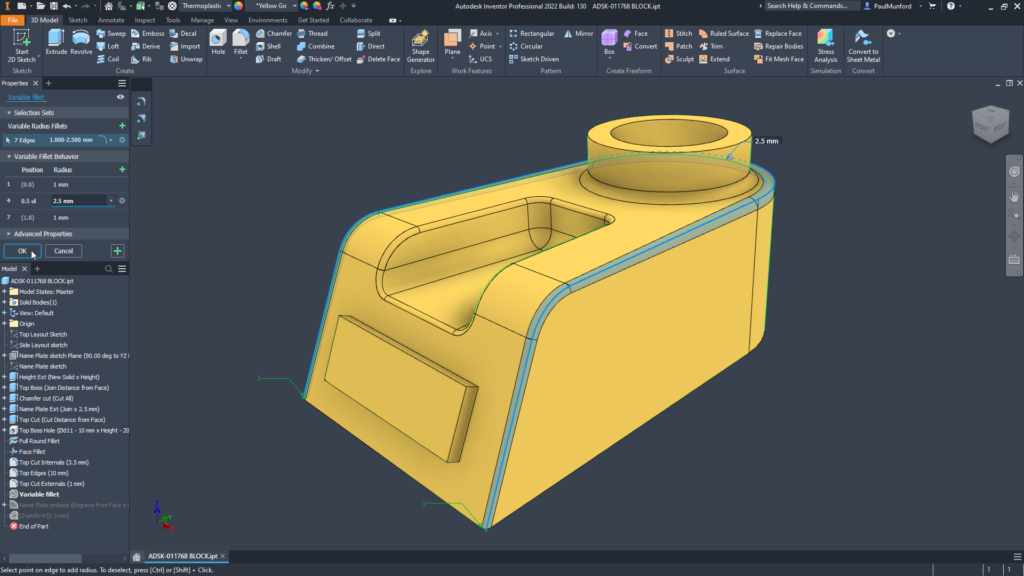 Dark theme in Autodesk Inventor 2022