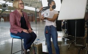 Amy Bunszel of Autodesk during a video shoot at Autodesk University 2021