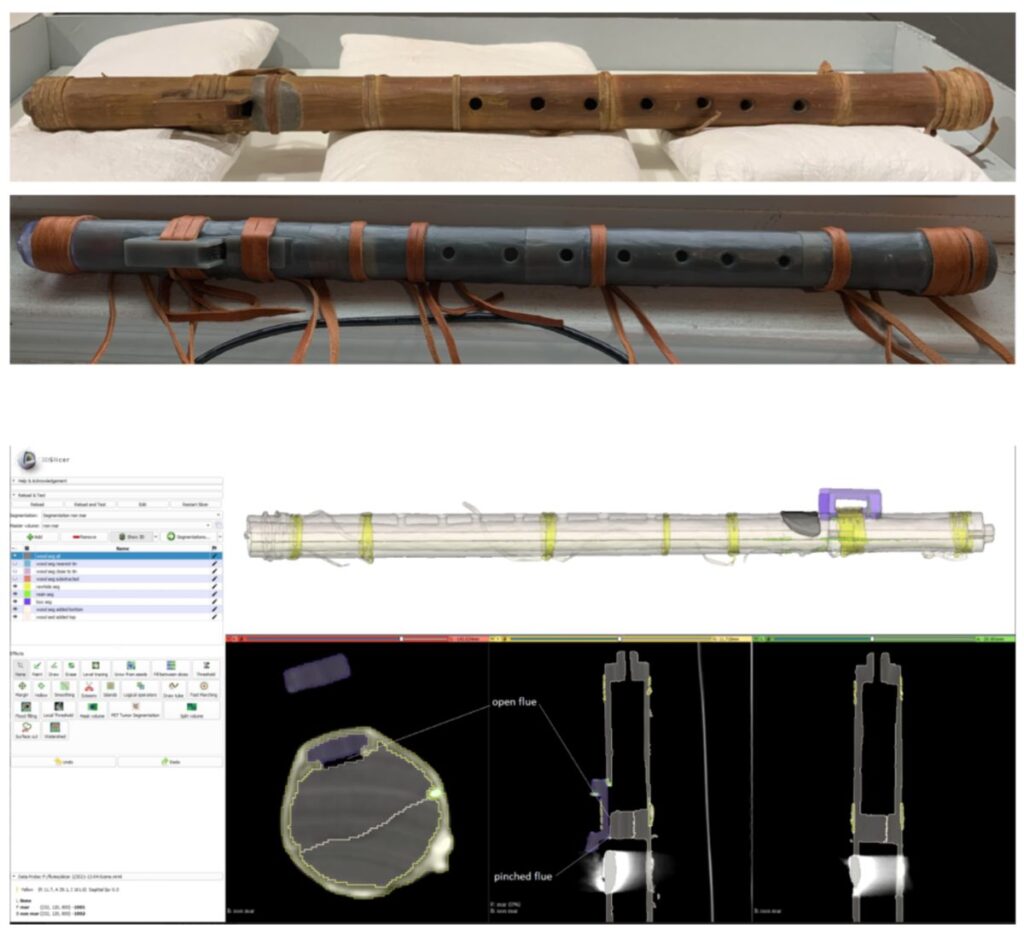 Original flute in the Haffenreffer Museum (top) and the 3D printed replica (bottom). 