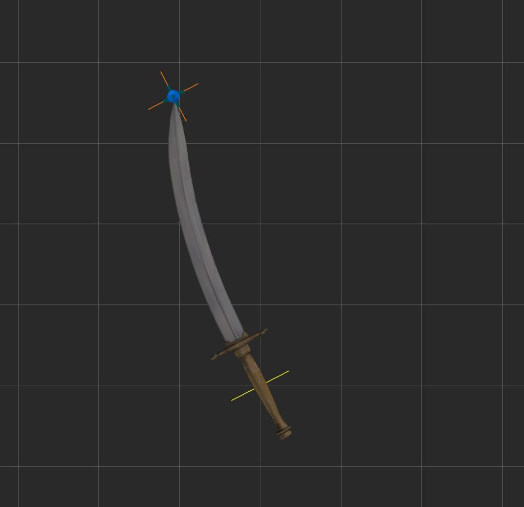 Image of a sword in motion builder with added curve to the blade