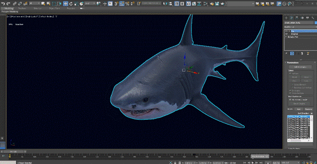 3ds Max 2023.1 skin modifier performance shark swimming