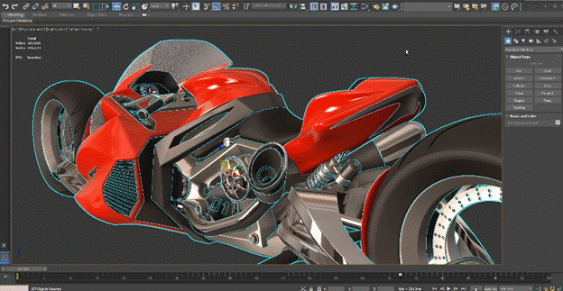 3ds Max 2023.1 turbosmooth performance, on vehicle model 