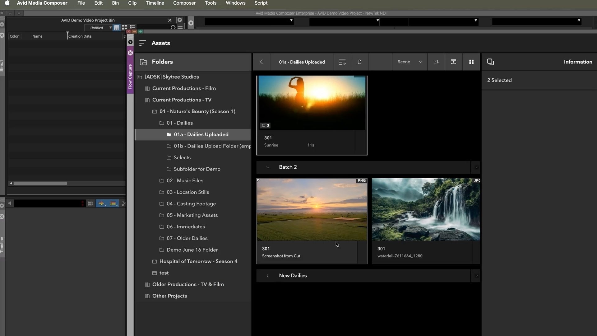 Flow Capture media assets available in Avid Media Composer