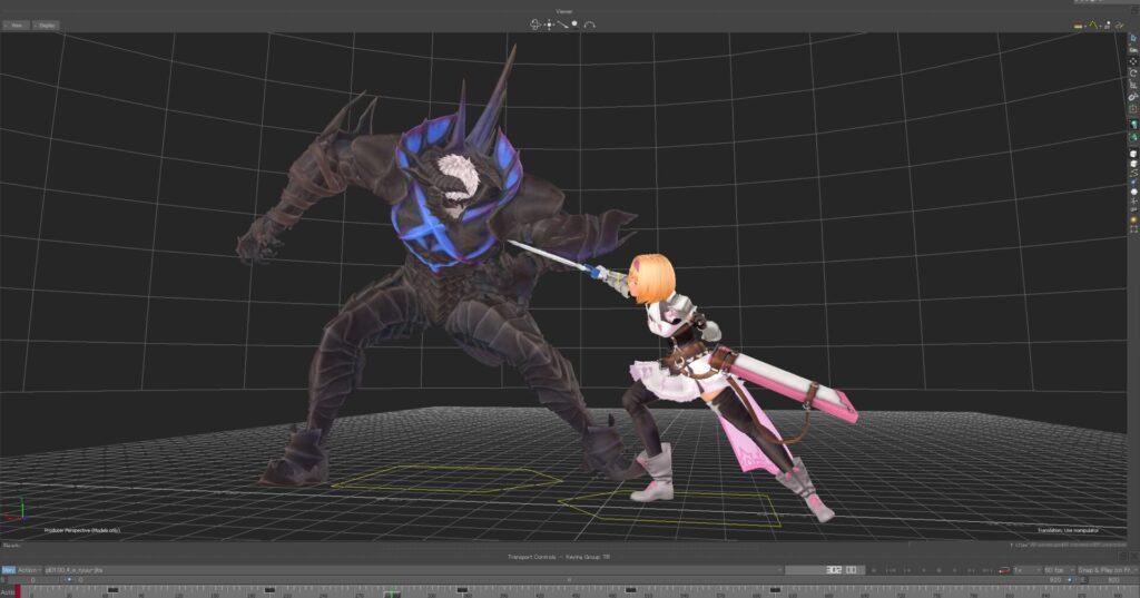 Image showcasing an action scene between two characters in combat (Zeta and the boss character Volcanbola)