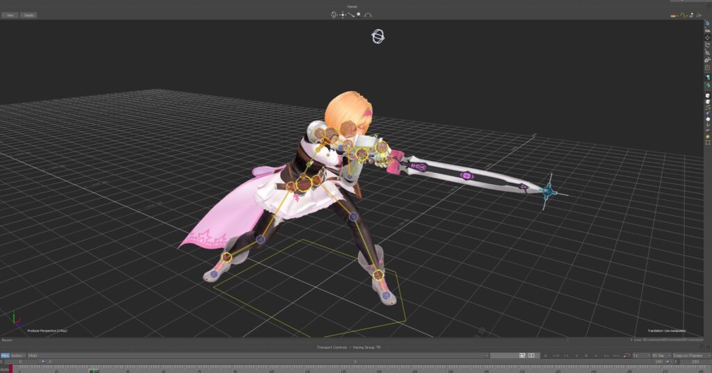 Action image of Zeta using both hands to hold her sword straight in front of her