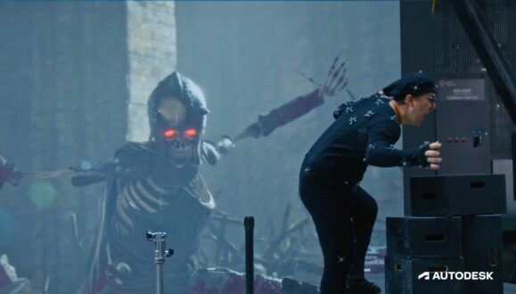 Actor on motion capture stage to collect animation data for Maya's Bring Your Own Data feature