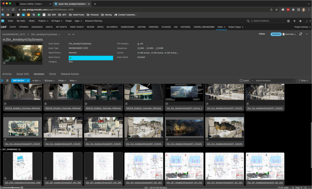 Overview of shots in Autodesk ShotGrid
